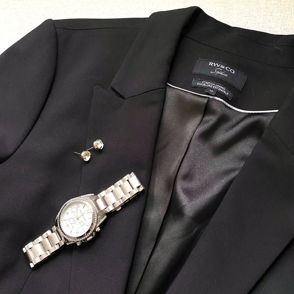 RW & Co Sophie Black Blazer / Suit Jacket Size 14